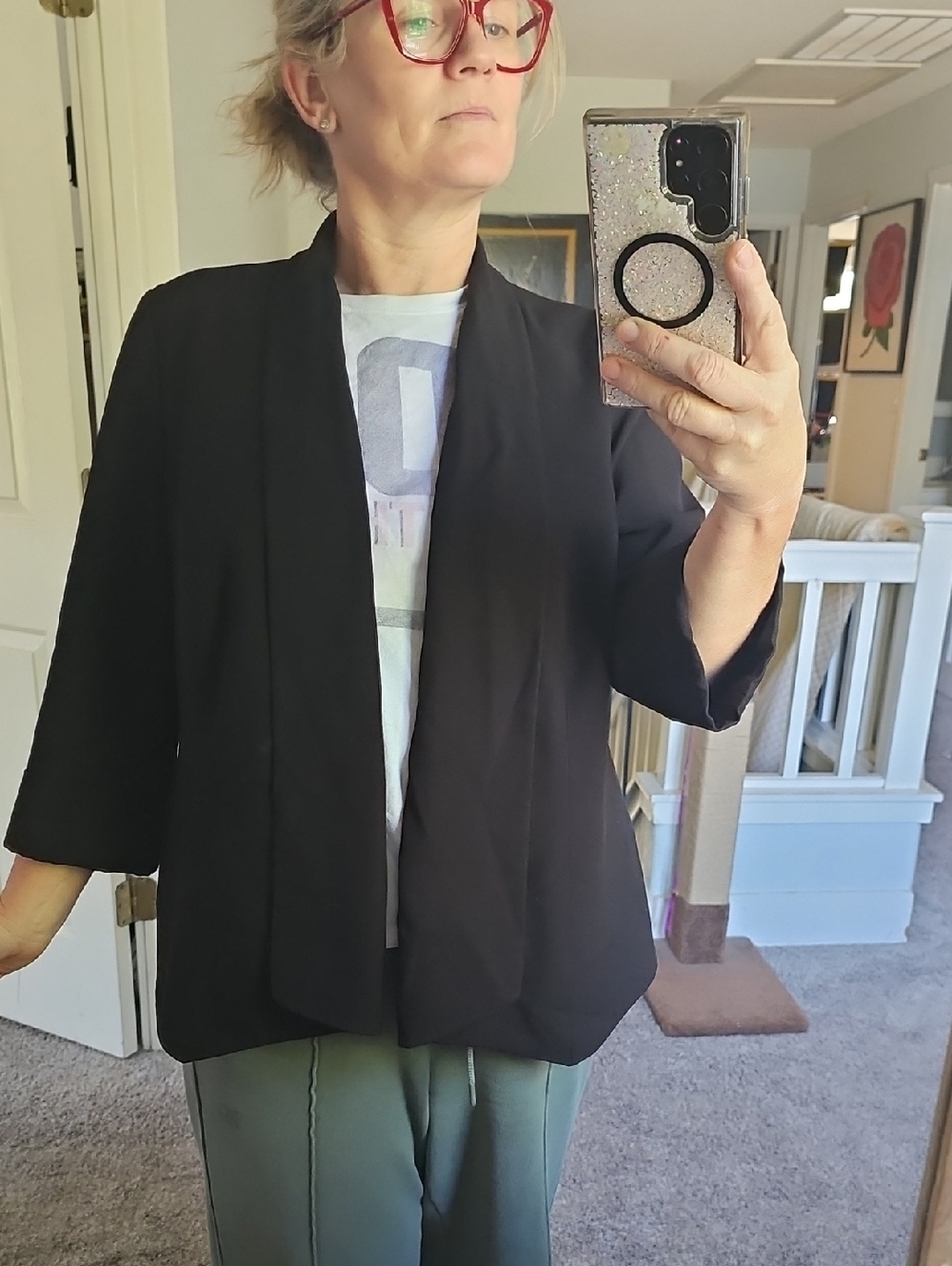 STUNNING JONES STUDIO SEPARATES BLACK OPEN FACED BLAZER